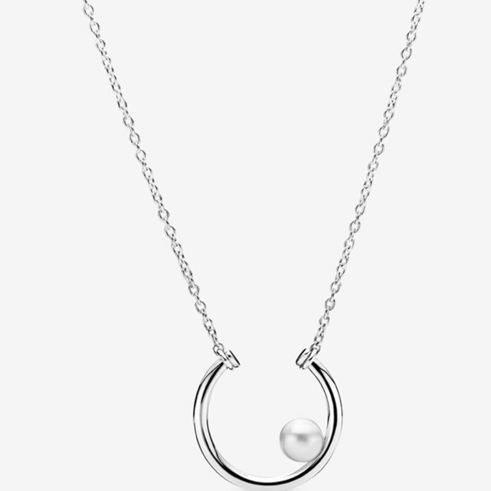 Pandora Silver Necklace with White Pearl Pendant - Picture 2 of 6